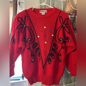 Red bejeweled Vintage sweater